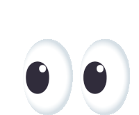 a pair of white cartoon eyes with black circles in them