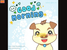 a picture of a dog with the words good morning above it