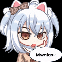 a cartoon character with a speech bubble that says mwalas on it