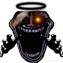 a picture of a troll face with a halo on it