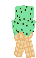 a pixel art drawing of a waffle cone with mint chip ice cream on top