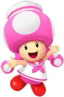 a pink and white toad with a sailor outfit