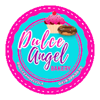 a dulce angel bakery logo with a cupcake and donut