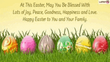 at this easter may you be blessed with lots of joy peace goodness happiness and love .