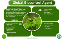 a poster for global biocontrol agent shows a ladybug on a green leaf