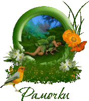 a picture of a fairy sleeping with a frog and the name paworku on the bottom