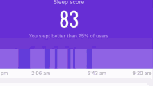 a purple screen shows that you slept better than 75 % of users