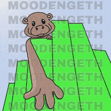 a cartoon of a monkey with the word moodengeth on the bottom right