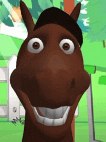 a cartoon horse wearing a beret is smiling and looking at the camera