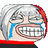 a pixel art drawing of a girl with tears coming out of her eyes and a big smile .