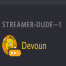 a screenshot of a streamer named devoun with a cartoon face