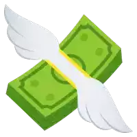 a stack of money with wings on it