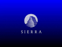 a blue background with a sierra logo on it