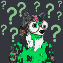 a cartoon drawing of a dog with green liquid coming out of his mouth