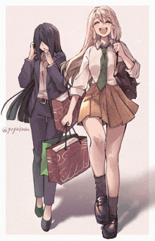 a drawing of two girls with the name gogokasu on it