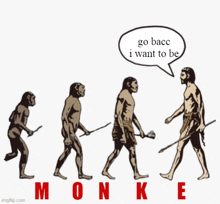 a cartoon showing the evolution of man from monkey to monk