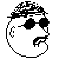 a pixel art of a man wearing sunglasses and a crown .