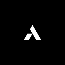 a white letter a on a black background with a triangle in the middle .