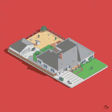 an isometric drawing of a house with a garage