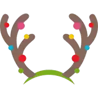 a pair of reindeer antlers with colorful balls on them