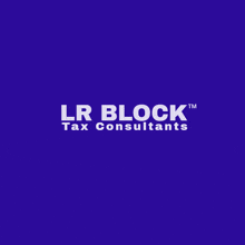 a logo for lr block tax consultants is on a blue background