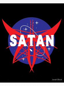 a nasa logo with the word satan in white