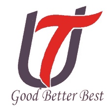 a logo for good better best with a red letter t