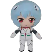 a stuffed doll with blue hair and red eyes has the number 20 on her chest