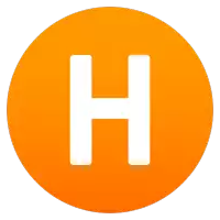 an orange circle with the letter h in the center