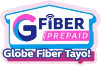 a logo for globe fiber tayo with a house on it