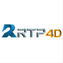 a blue and orange logo for rtp 4d