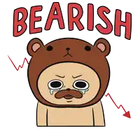 a cartoon bear with a mustache is crying with the word bearish above it