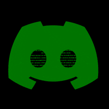 a green discord logo with circles of binary code behind it