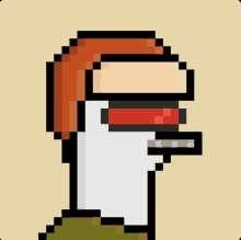 a pixel art drawing of a duck with a red hat