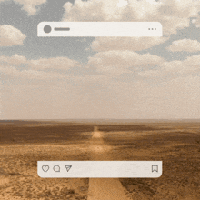 a phone screen shows a desert landscape with a search bar and a few icons