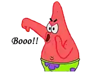 patrick star from spongebob says booo in a cartoon