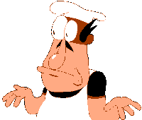 a cartoon man wearing a chef 's hat is shrugging