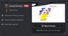 a screenshot of george glizzing 's live stream on a computer