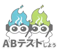 a logo for ab test with a blue and green cartoon character