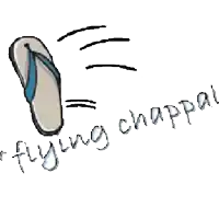 a drawing of a flip flop and the words " flying chappal " below it