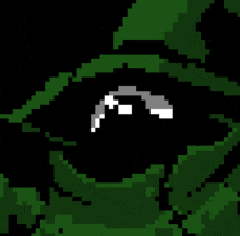 a pixel art drawing of a person 's eye with a black background