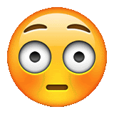 a close up of an emoji with a surprised look on his face