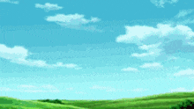 a pixel art of a plane flying over a grassy field