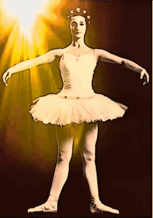 a drawing of a ballerina in a white tutu with a crown on her head