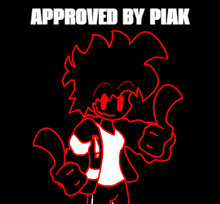 a cartoon character is giving a thumbs up with the words approved by piak behind him