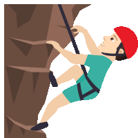 a man in a red helmet is climbing a mountain