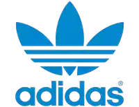 a blue and white logo for adidas with a white background