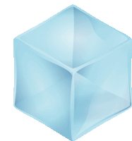 a blue cube with a white background and a reflection