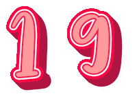 the number 19 is displayed in a pink and white font