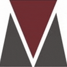 a red and gray triangle with a white stripe on the bottom .